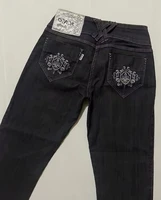 American Women Slim Jeans Y2K Clothes Gothic Vintage Embroidery Baggy Jeans Fashion High Waist Slim Flared Trousers 2