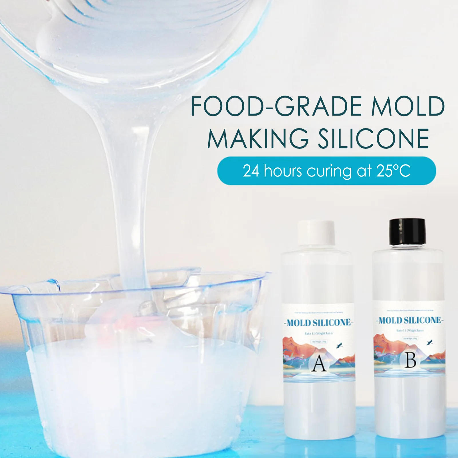  Kit de fabricación de moldes de silicona – Caucho de silicona  líquida de 0.5 galones 15 A para hacer moldes – Proporción de mezcla 1:1  moldes de curado rápido para moldes