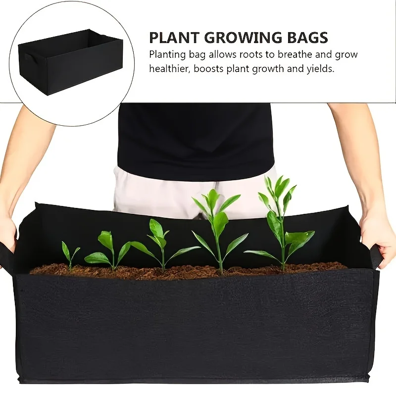 Square Fabric Raised Garden Bed,Nonwoven Grow Bag, Breathable Planting Container with Handles,Reinforced Flower Pot for Outdoor