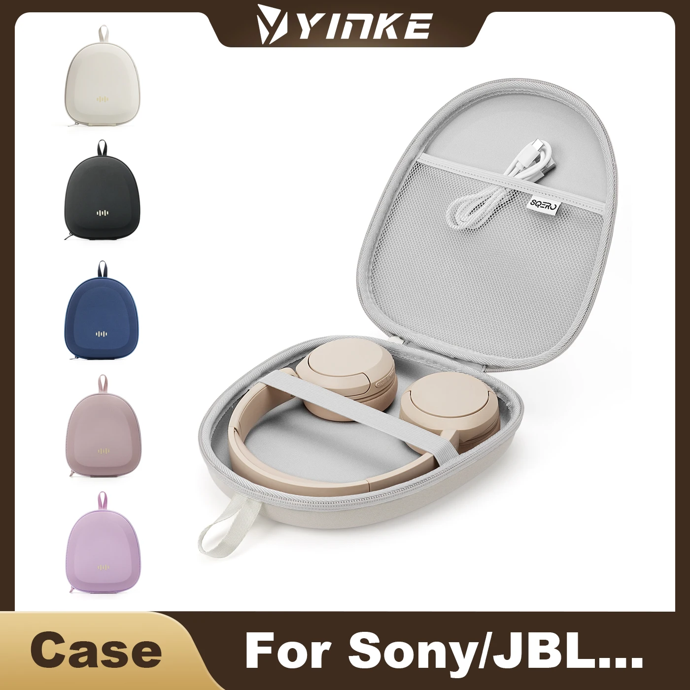 Shockproof & Dustproof Hard EVA Headphone Carrying Case with Multi-Pocket Storage