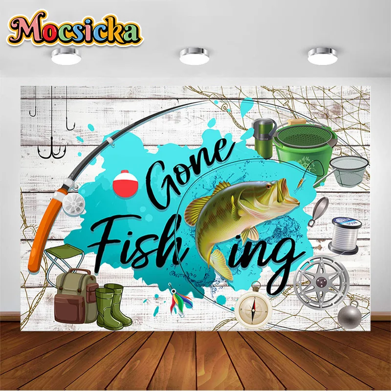Gone Fishing Backdrop Wooden Wall Fishing Theme Birthday Party Decorations  Fishing Gear Car Trunk Backdrop Souvenir Photography - AliExpress