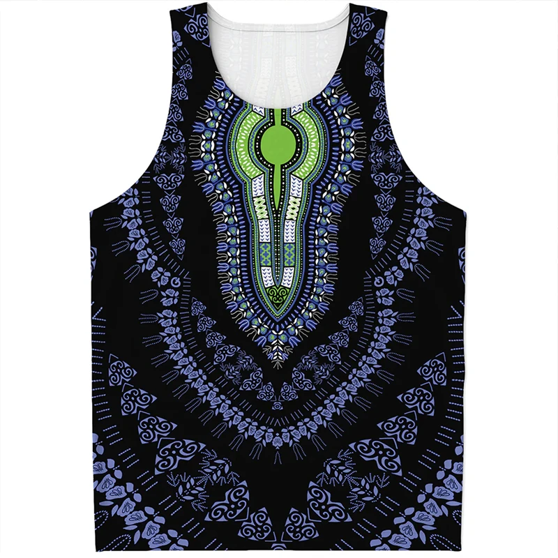 African Dashiki Graphic Tank Top For Men Fashion Vintage 3D