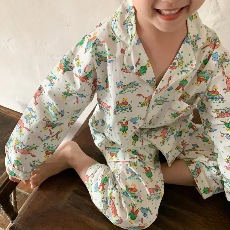 New Children Sleepwear Dogs Printed Turndown Collar Pajama Sets.Toddler Kid's Pyjamas Set For Boys Girls.Children’s Clothing 11T baby nightgowns	