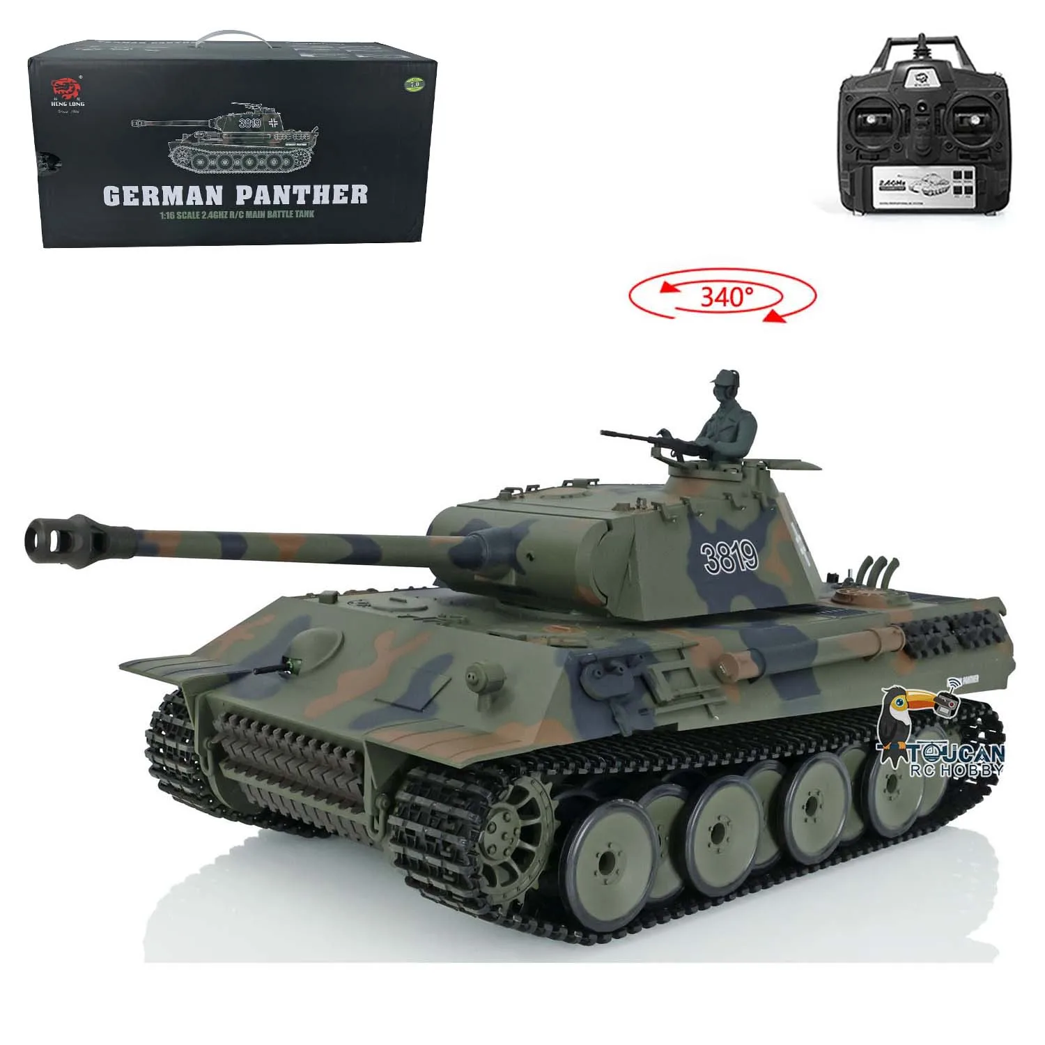 Heng Long 1/16 7.0 Plastic Ver M26 Pershing Walker Bulldog Panther V RTR Military RC Tank Toys Toucan 3838 Model TH17301 6