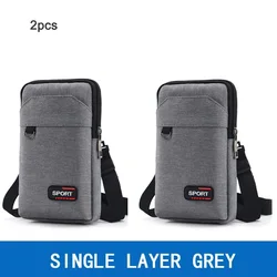 Waterproof Men's Double Layer Waist Bag with Crossbody Strap (Single zipper Gray)