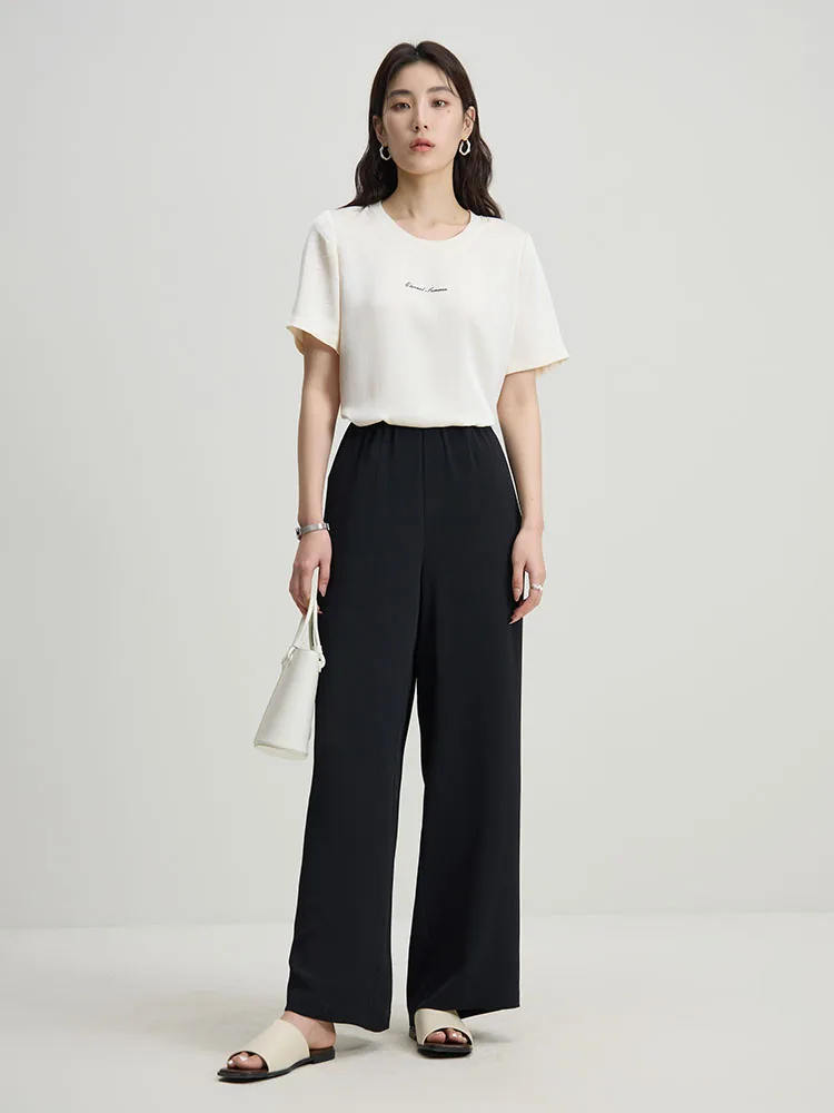 DUSHU Loose Versatile Drape Straight Cool Pants For Women 2024 Summer New Design High Waist Casual Pants 24DS82290 24DS82408