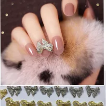 

30pcs Nail Charms Butterfly Shaped Alloy Jewely ,Gold/Silver Nail Art Decorations With Rhinestones Nail Charms YW