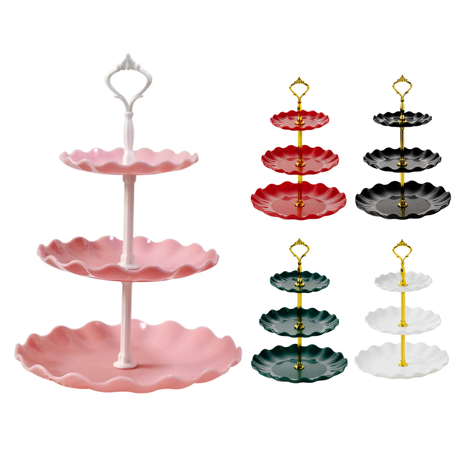 European-style Three-layer Candy Tray Fruit Tray Durable Parties Table Snack Clear Cake Stand Refreshment Plateau 접시