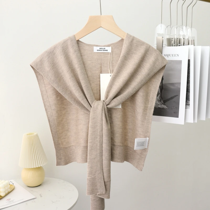 Korean Summer Air Conditioning Fake Collar Neck Guard Scarf Female Knit Thin Autumn Knotted Cape Sunscreen Shawl For Women knitted scarf,knitted scarves,women scarves