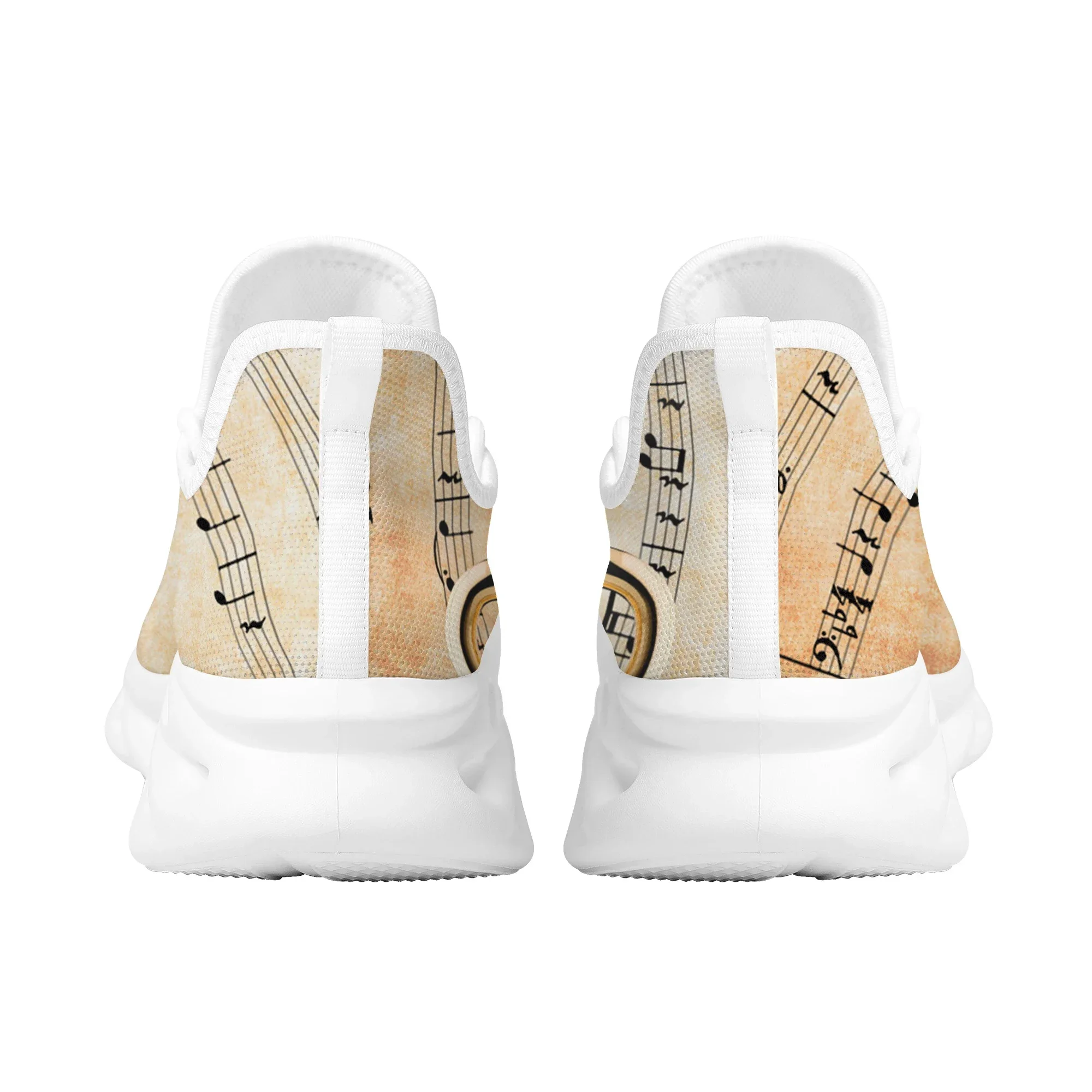 Fashion Music Notes Musical Instrument Pattern Women Vulcanized Shoes Comfort Jogging Sneakers Lace Up Flats