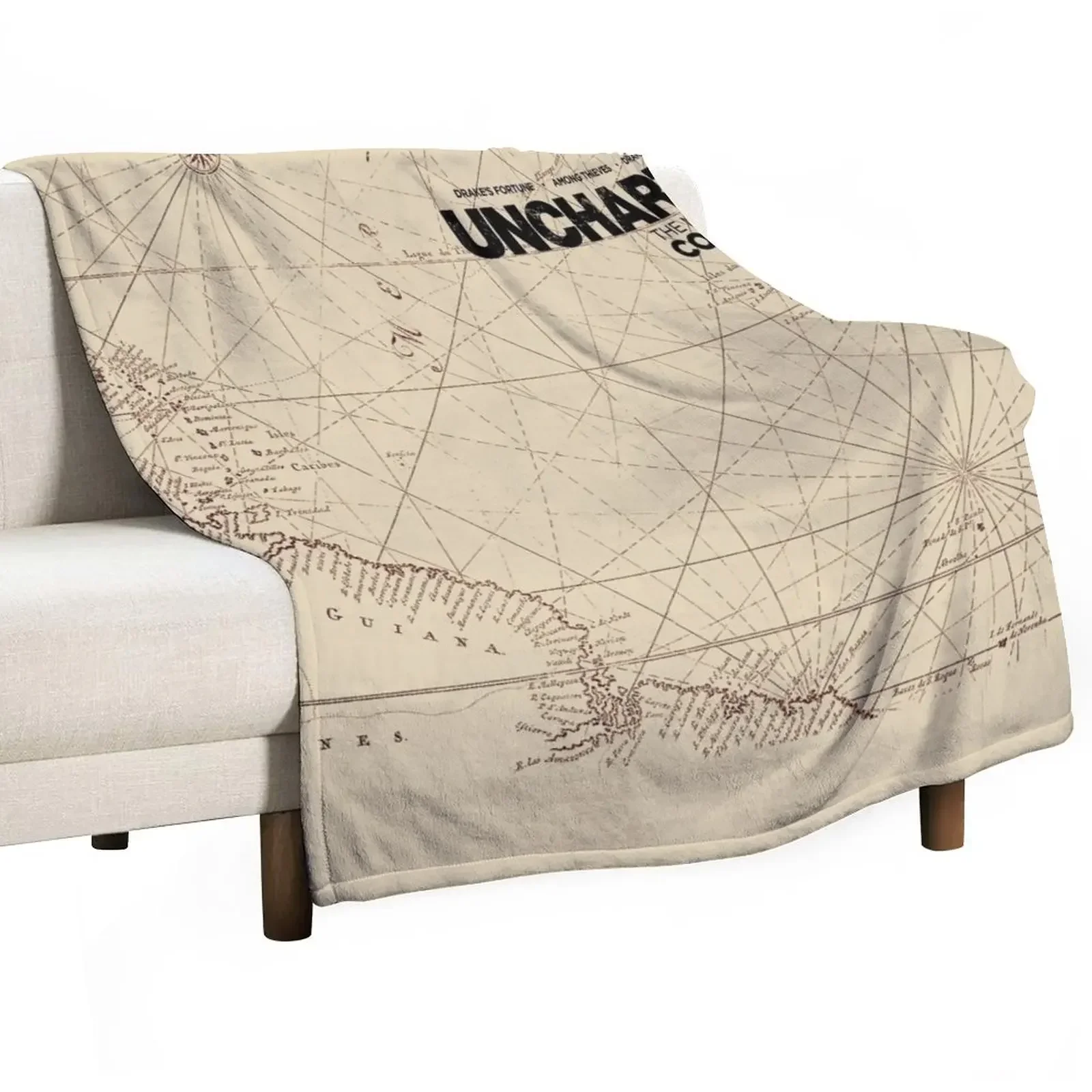 

Uncharted Map Design Throw Blanket Soft Big Retros Soft Plush Plaid Blankets