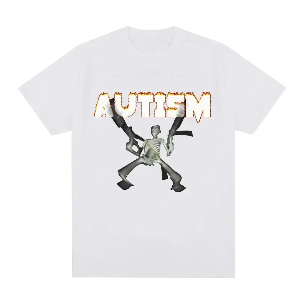 Autism Skeleton Meme Women Cotton T-Shirt Humor Funny Skull Printed T Shirt Short Sleeve Tshirt Oversize Streetwear Tee Tops 2