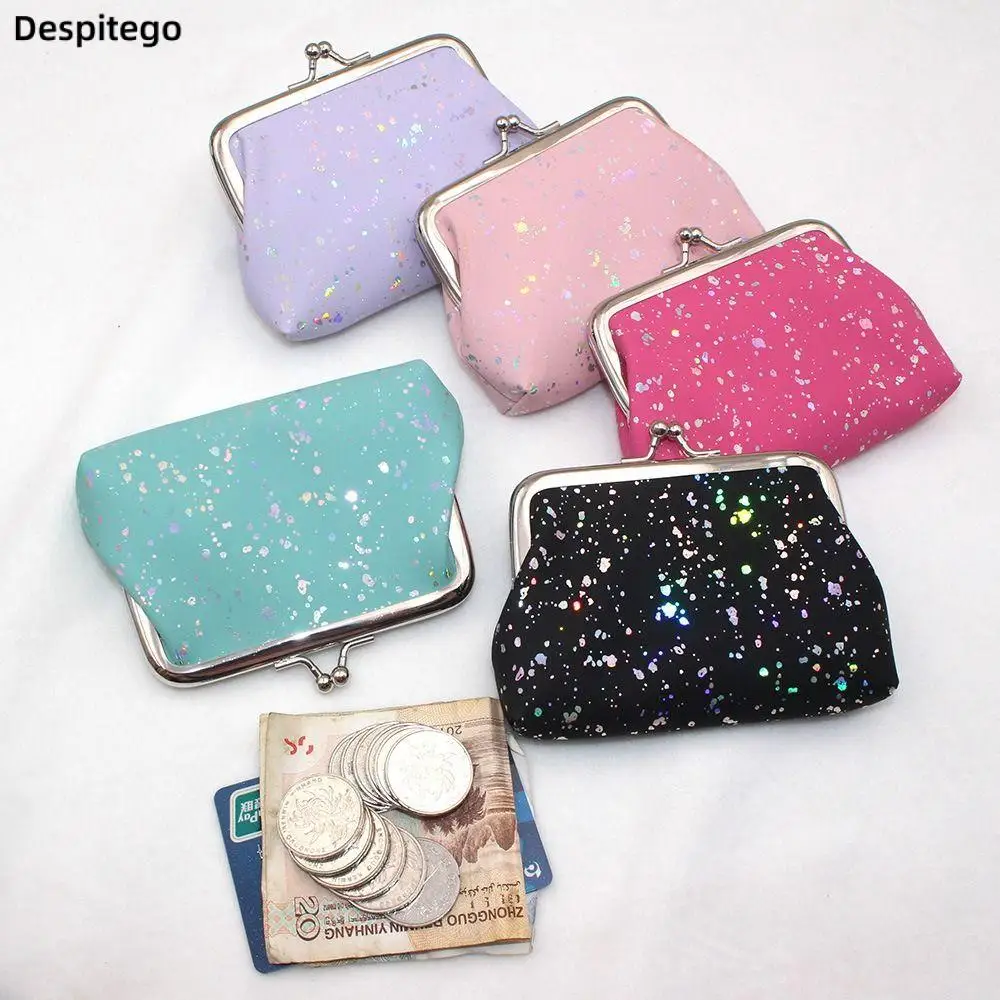 

Portable Shiny Coin Purse Small Purse Bag Clutch Lipstick Bag with Kiss Clasp Lock
