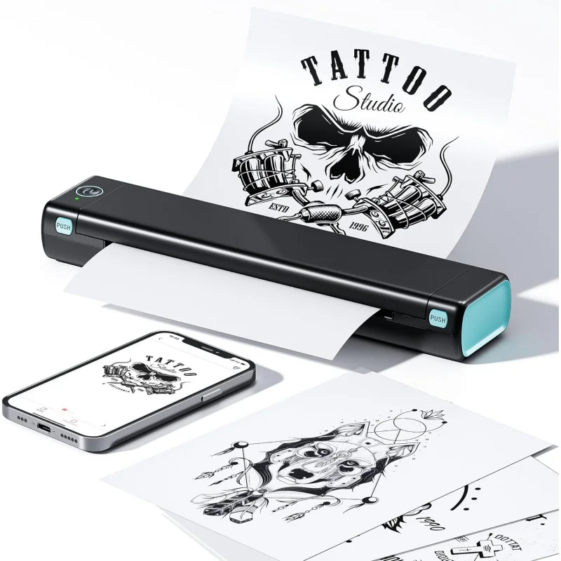 

Phomemo M08F Wireless Tattoo Stencil Machines, Thermal Tattoo Kit Copier Machine Supports A4 Transfer Paper, Bluetooth Stencil P