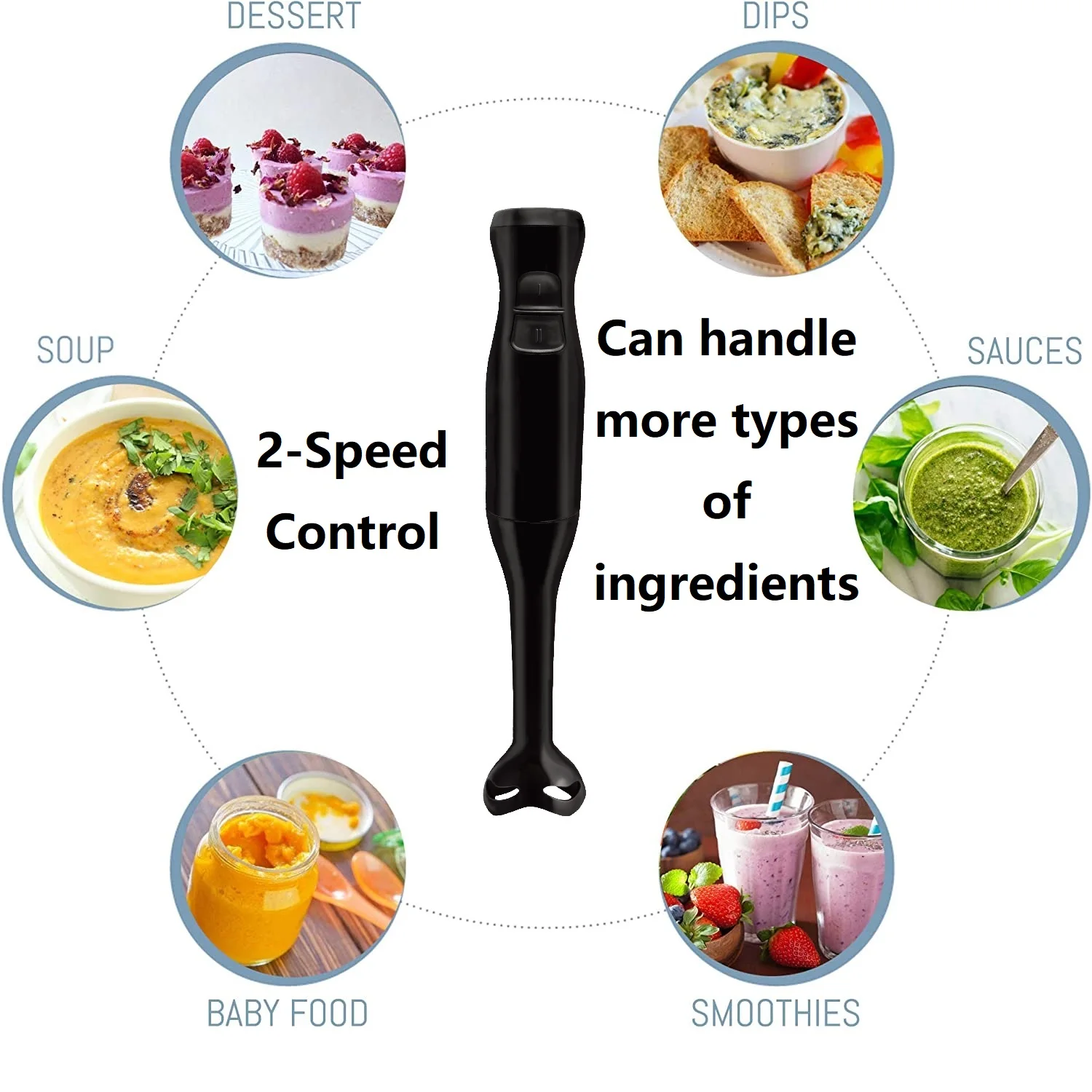 Hand blender Electric Immersion Hand Blender Mixer Chopper Ice Crushing 2-Speed Control One Hand Mixer kitchen accessories