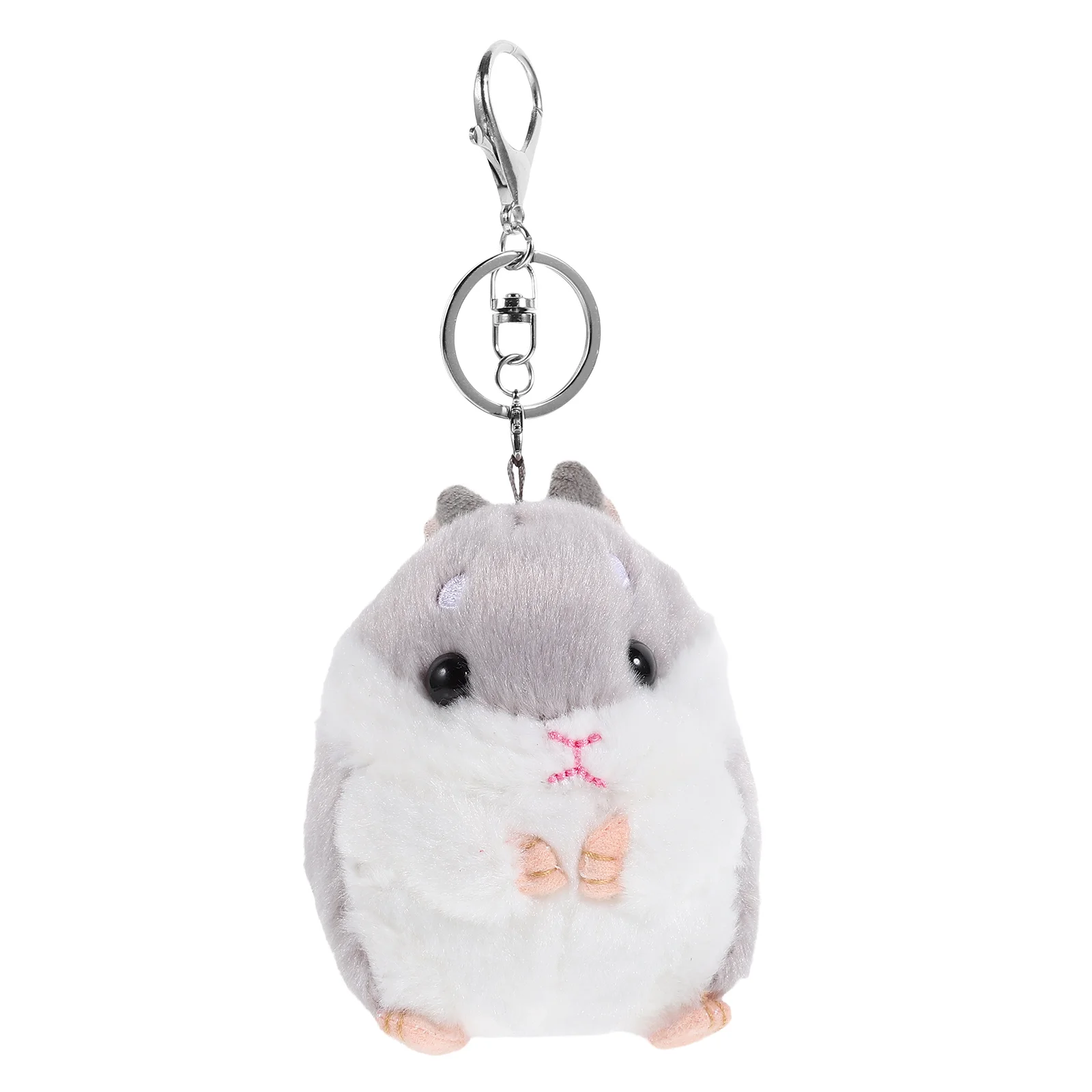 

1 Pc Hamster Plush Keychain Plush Stuffed Backpack Clip for Kids Boys Gift ( Grey )