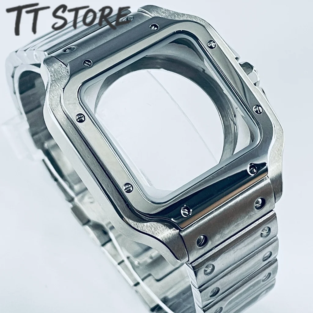 38mm Square Stainless Steel Watch Case - Premium Santos Style Modification Parts