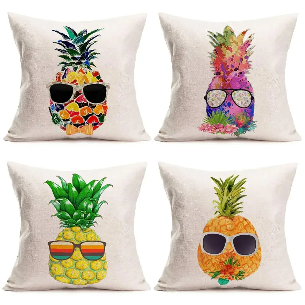 

Наволочка из ананаса и льна с очками, наволочка для дивана, украшение для дома может быть изготовлено по индивидуальному заказу, 40x40, 50x50, 60x60, 45x45