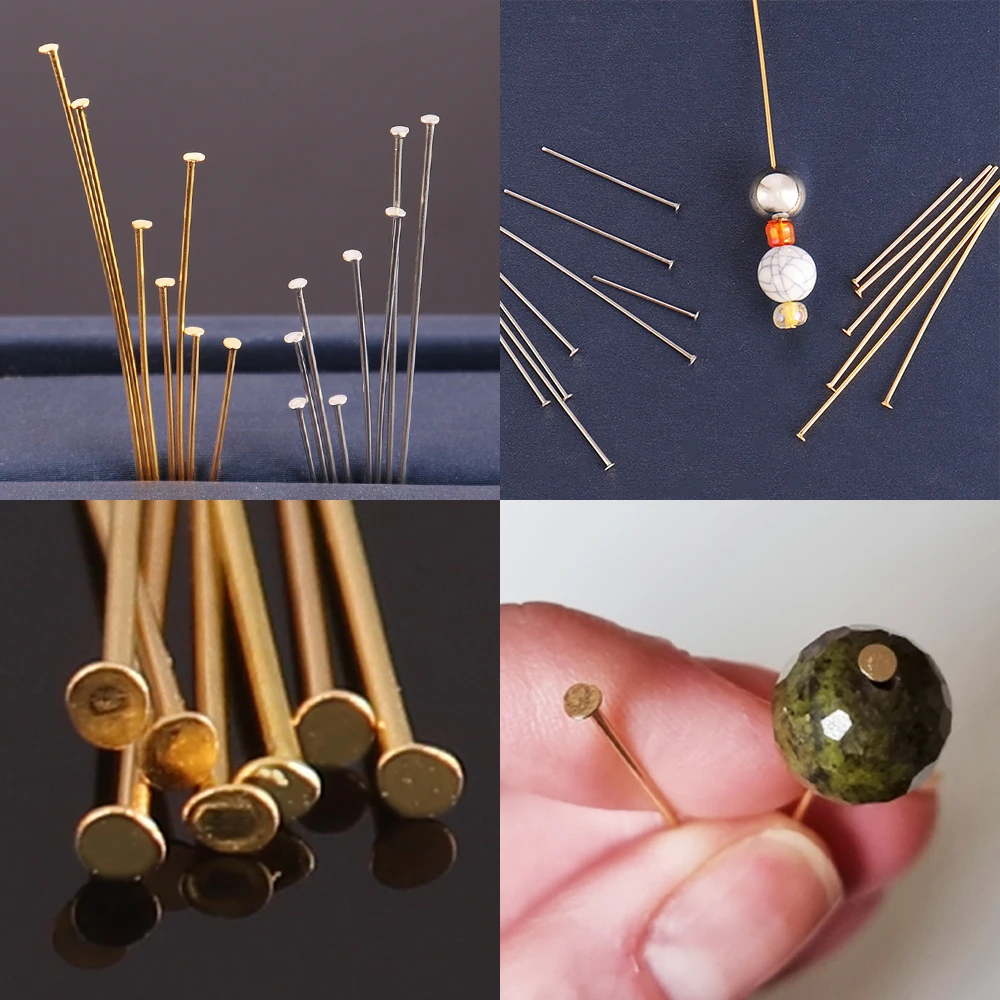 100pcs 15-50mm 316 스테인레스 스틸 핀 쥬얼리 플랫 헤드 볼 헤드 아이 헤드 핀 DIY 쥬얼리 만들기 용품에 대 한 금속 머리 핀