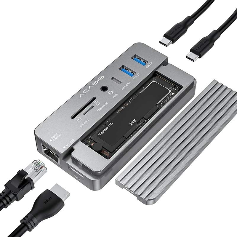 Dock USB M.2 NVMe/SATA Da 10 Gbps – Adattatore SSD A USB 3.2 Gen 2, Supporta 22110/2230/2242/2260/2280, Alloggiamento Plug-and-play