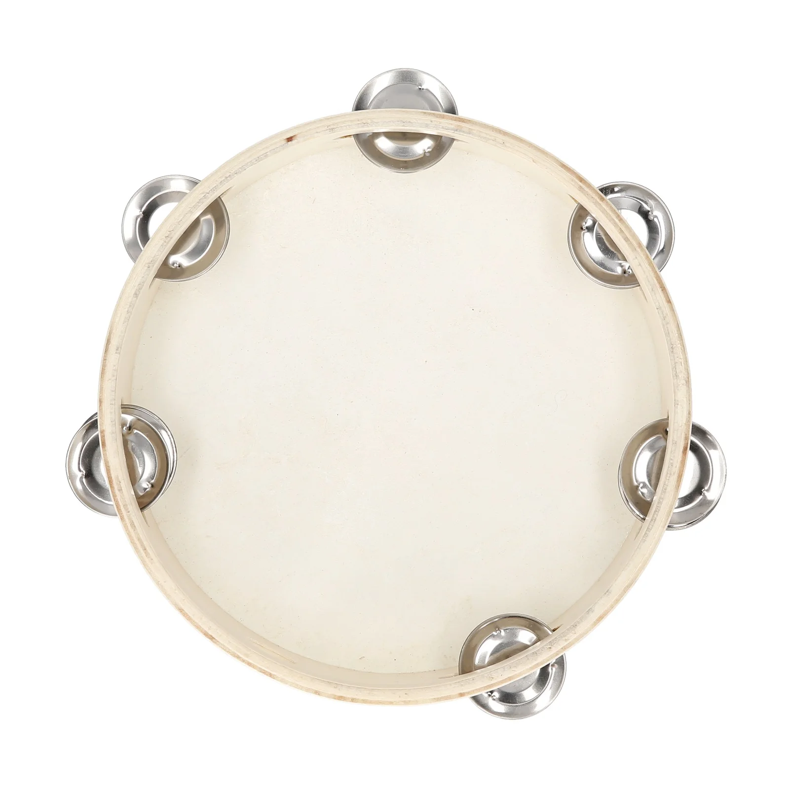 8 Inch Hand Tambourine with Metal Single Row Jingles Sheepskin Drum Skin Wooden Tambourines Entertainment Musical Timbrel hand tambourine