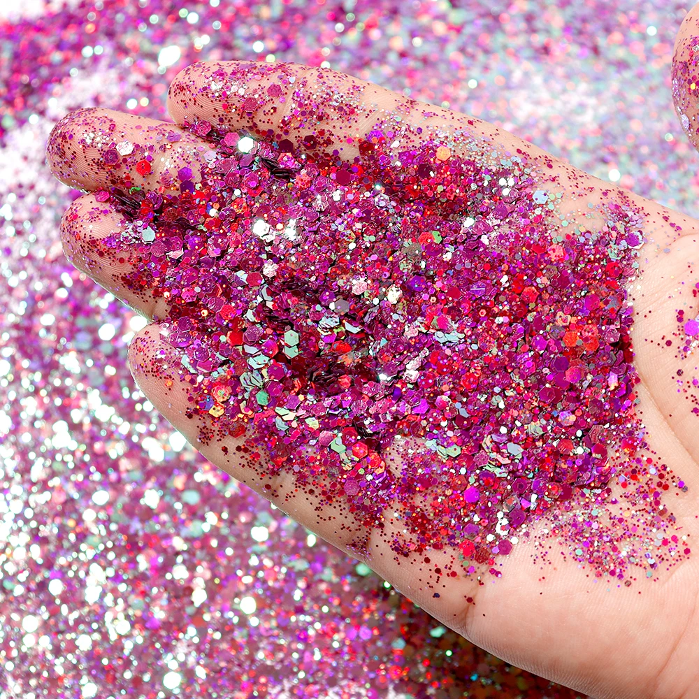 50g Iridescent Mixed Hexagon Laser Nail Glitter Sequins Chunky Holo Flakes  Nail Art Powder Paillette Epoxy Resin Glitter - AliExpress