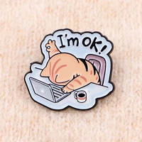 Work Cat Enamel Pin Office Quotes Brooch Pines Lapel Pins Badge on Backpack Clothing Accessories Animal Jewelry Friends Gifts 4