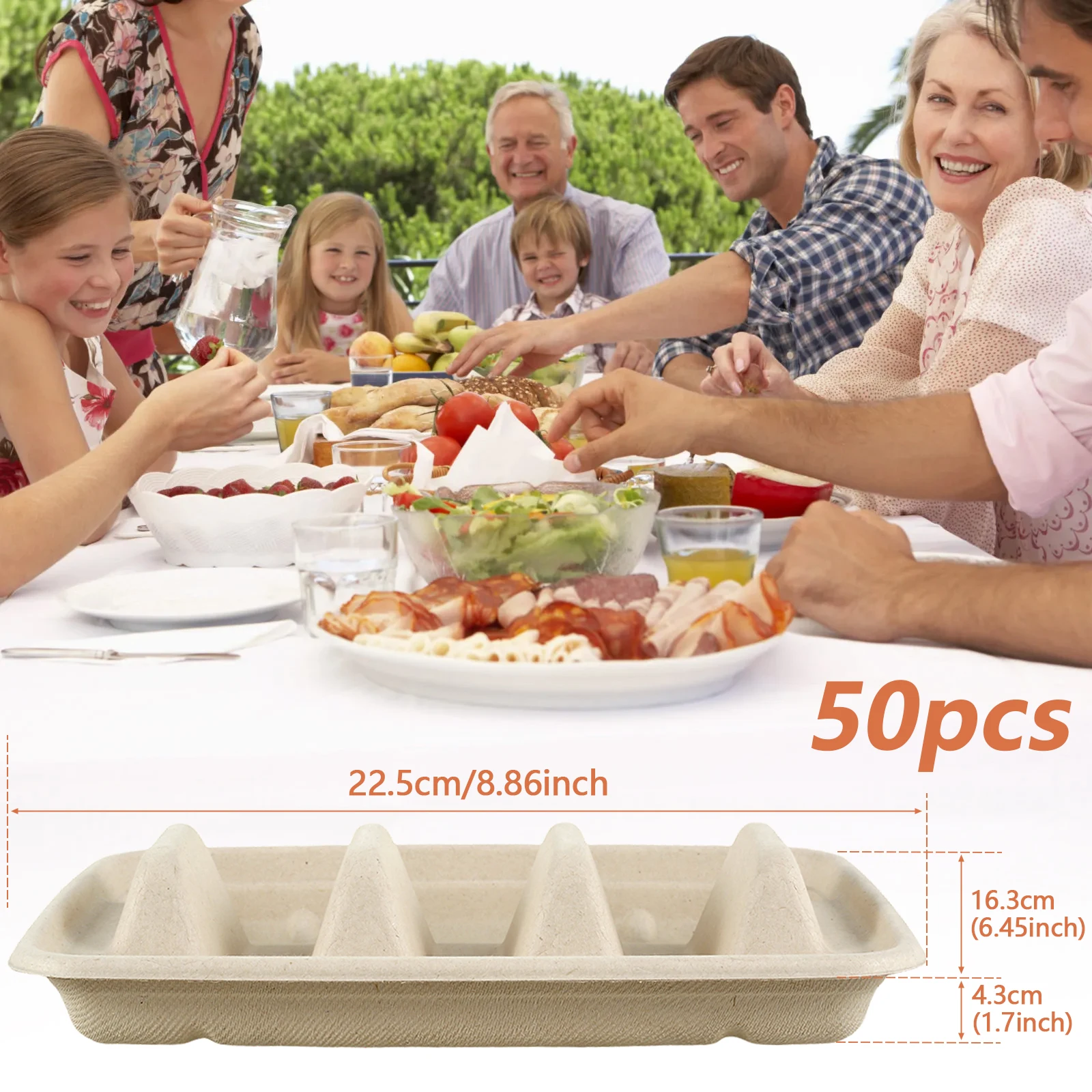 50Pcs Taco Plates Reusable 3 Compartments Taco Serving Plates Stackable Tray Holder No Mess Keeps Your Tacos