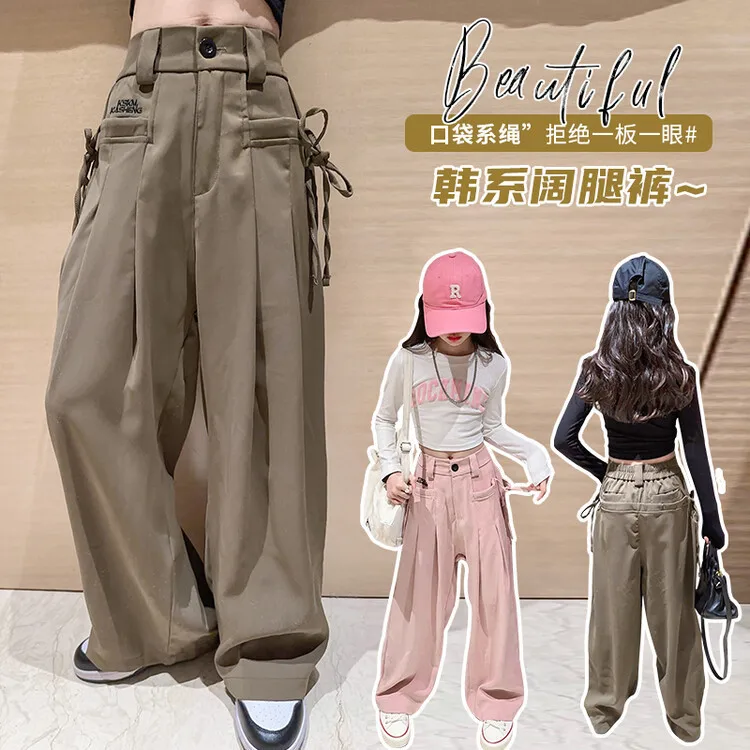 

Girls' autumn wide leg pants 2023 spring children's pants fashionable and versatile loose, slim, westernized casual pants