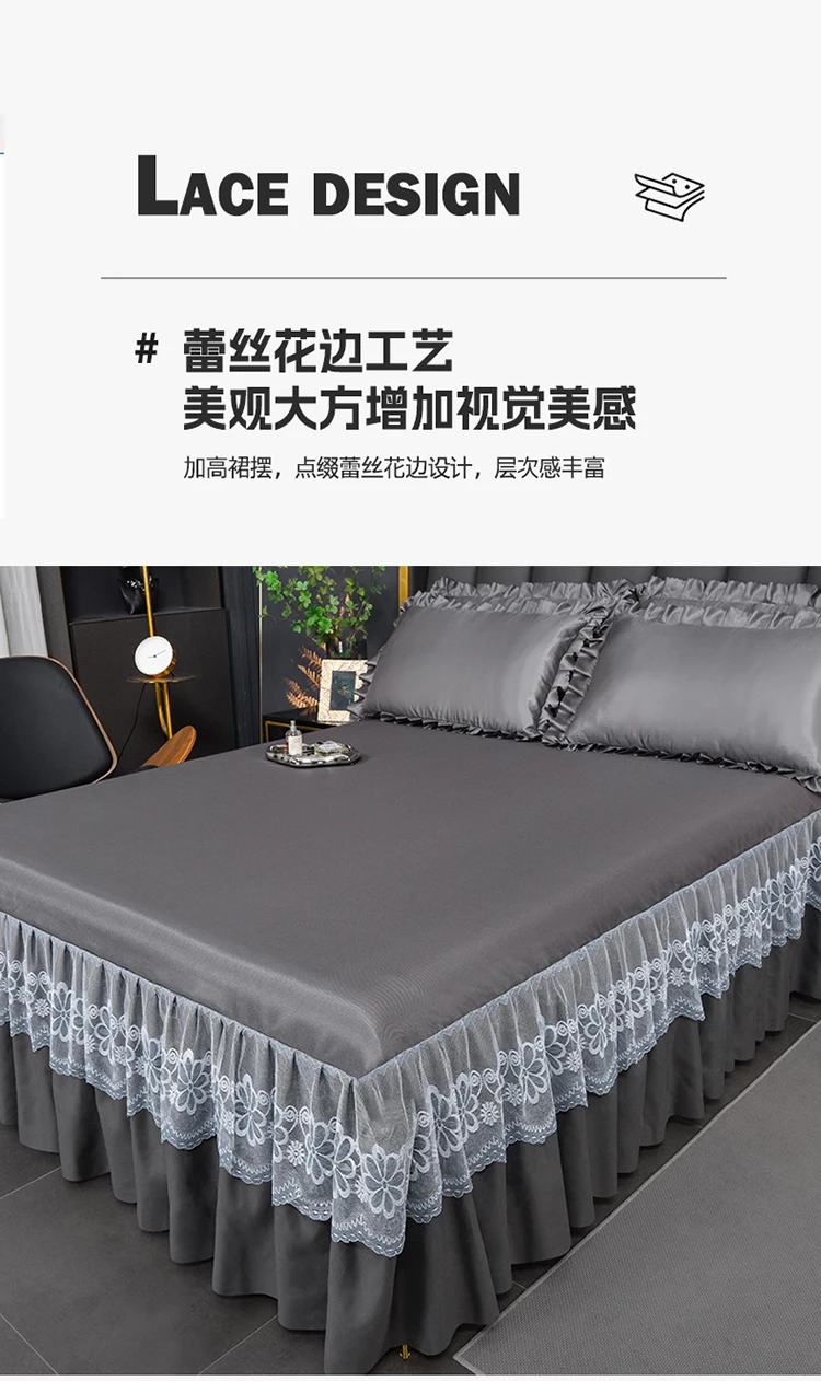 Description Picture 5 of itemBed Linen Bedspread Wrap Around Solid Microfiber Luxury Hotel Quality Fabric Bedroom Gathered Lace Ruffled Bedding Bed Skirt