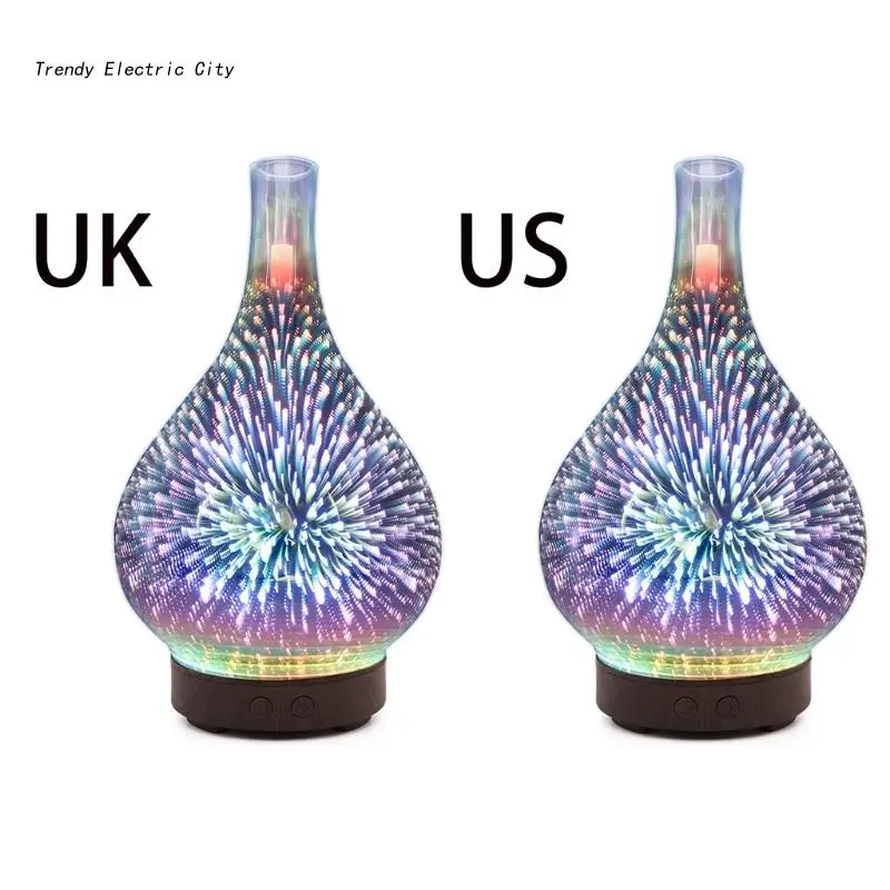 

R9CD Essential Oil Diffuser Humidifier 100ML Glass Aromatherpy Diffusers 7 Color LED Lights Changing and Waterless Auto Shut-Off