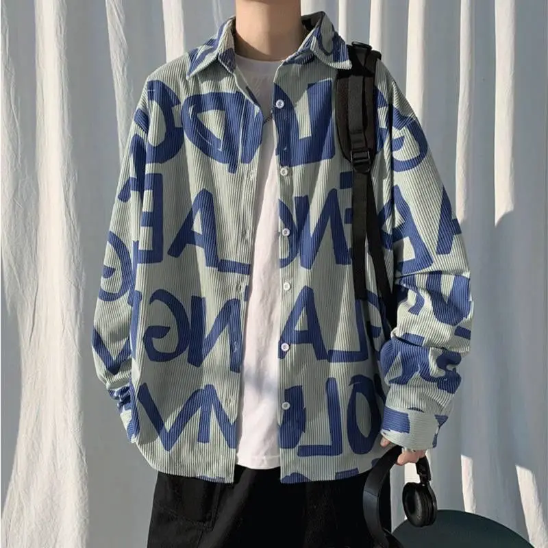 Kadife Gömlek Erkekler Sonbahar ve Bahar Ince Trendy Marka Ins Hong Kong Tarzı Çok Yönlü Rahat Gömlek Yakışıklı Ceket Erkekler için