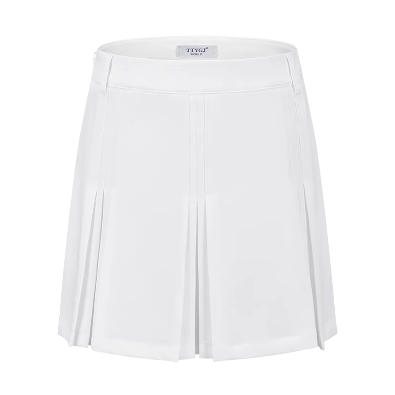 TTYGJ Spring and Autumn Golf pleated midi skirt with high waist and A-line anti glare design simple fashionable sports skirt