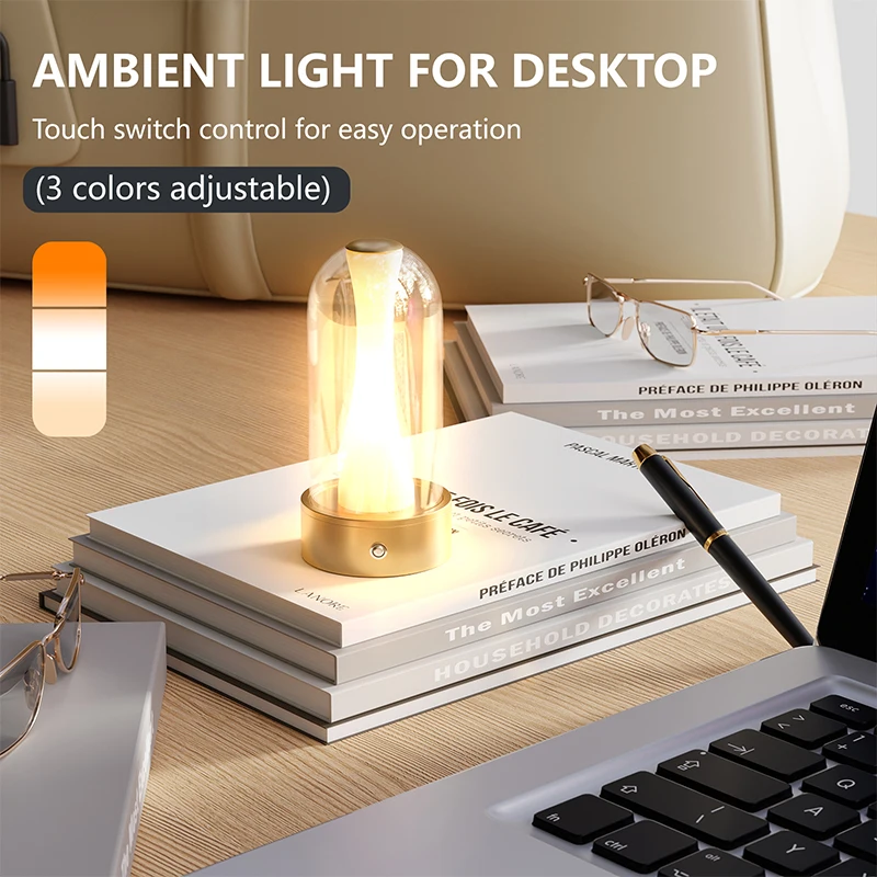 USB Rechargeable Led Desk Lamp 3 Color Changing Mode Bedside Lamp Bedroom Portable Touch Button Emotional Camping