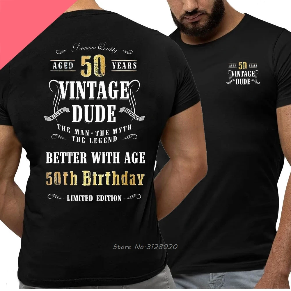 Hochwertiges T-Shirt zum 50. Geburtstag „Legends Were Born 1974“, Vintage-T-Shirt „50 Jahre alt“, linke Brust, voller Rücken, T-Shirt für Herren – Detail 17