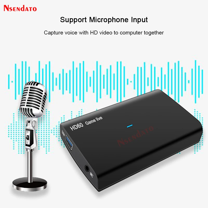 Ezcap266 USB 3.0 HDMI Video Capture Card With Mic 1080P 60fps 4K HDMI Game Video Recorder for PS4 Xbox Wirecast OBS Live Stream