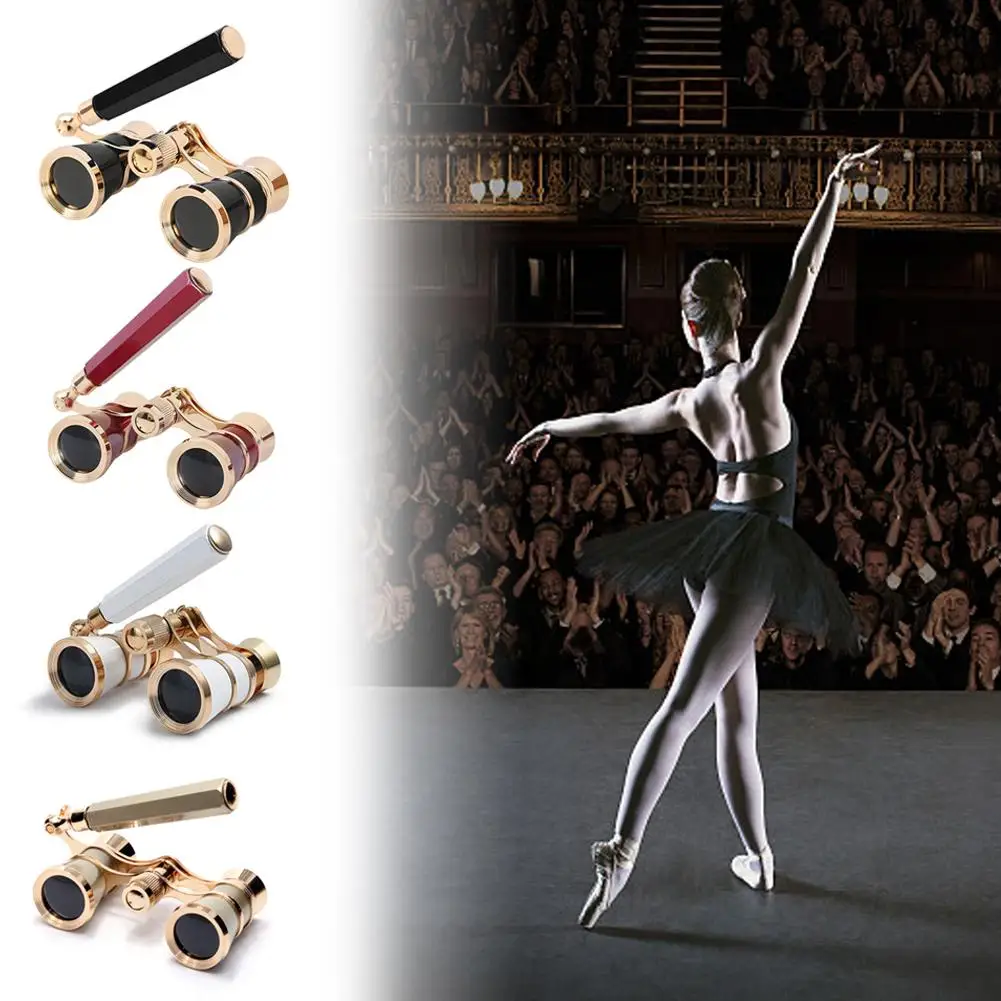 

Vintage Antique Binoculars Telescope Opera Theater Women Girls Elegant with Handle Horse Opera Retractable Glasses Theater I3D8