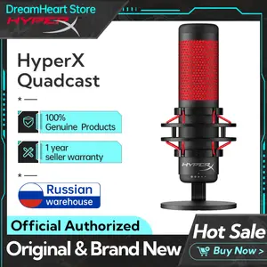 HyperX QuadCast - USB Condenser Gaming Microphone, for PC, PS4, PS5 and  Mac, Anti-Vibration Shock Mount, Four Polar Patterns, Pop Filter, Gain