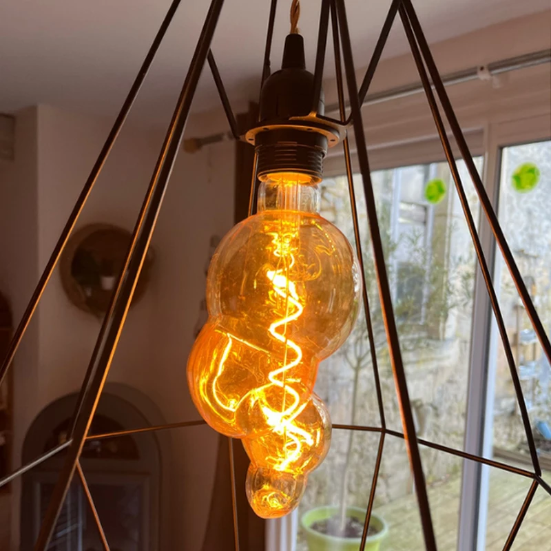 

New High Quality Led Bulbs Vintage Light Bulb G125 Stone Big Globe Bulb 4W Dimmable 220V Led Filament Decorative Edison Bulb