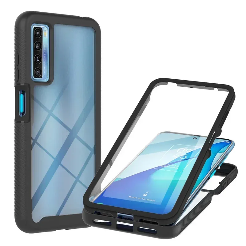 Transparent 360° Protective Bumper Case with PET Front Film and Back Cover