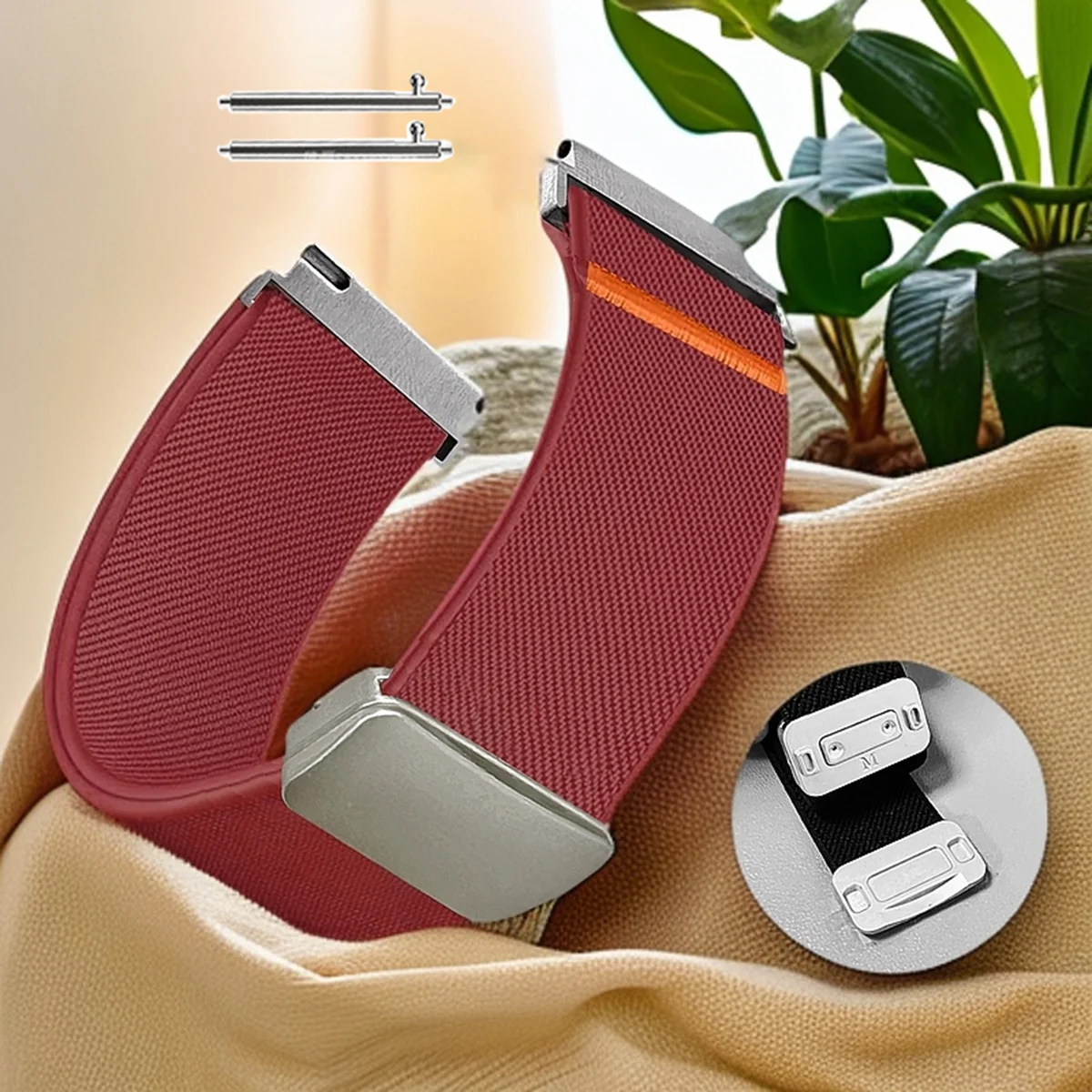 Magnetic Nylon Elastic Watch Strap - Adjustable Wristband