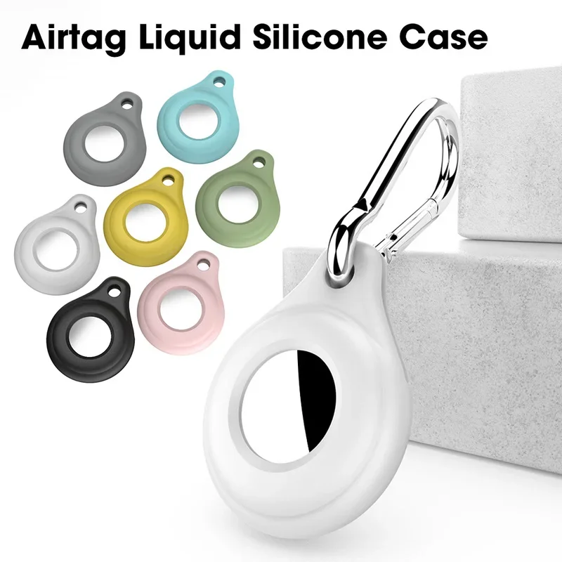 Anti Lost Tracker Key Chain Locator For Apple Airtags Cover Silicone Keychain Protection for Airtag Tracker Locator Device with Anti-Lost Nylon Rope