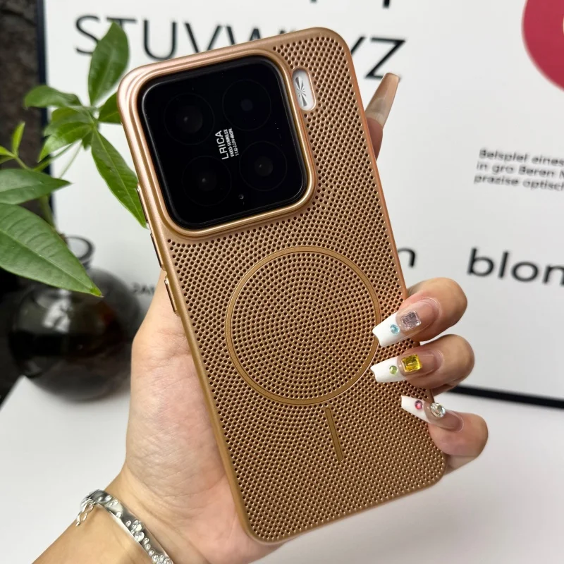 Luxury Metal Hollow Ventilate Hard Case with Magnetic Wireless Charging Compatibility