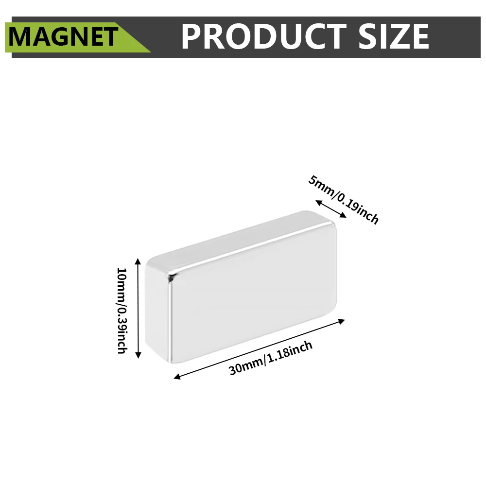 30 x 10 x 5 mm, N35, superstarker Neodym-Magnet, Block NdfeB, leistungsstarke Permanentmagnete, Kühlschrankmagnete, 30 x 10 x 5 mm – Detail 5