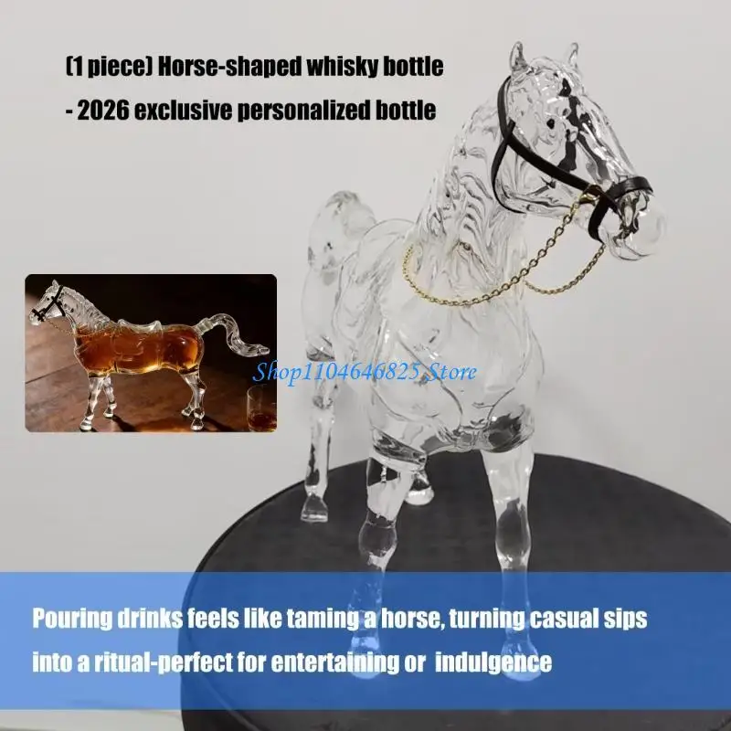 대용량 1000ml 유리 디켄터 예술적 말 모양 위스키 버번 스카치 음료 서빙에 이상적