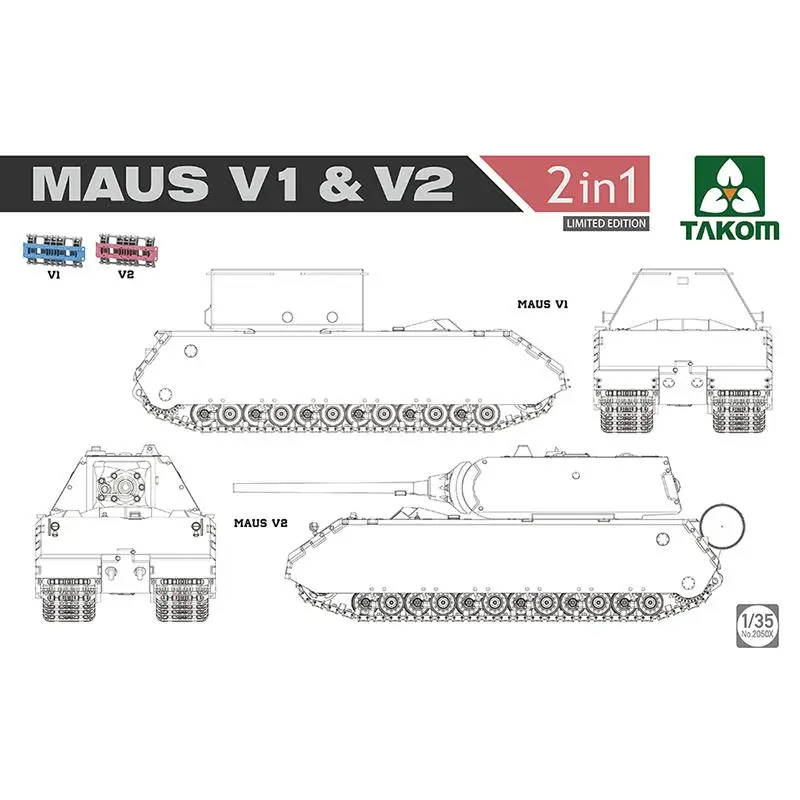 

Пластиковая модель танка Takom 2050x 1/35 MAUS V1 & V2 2 в 1