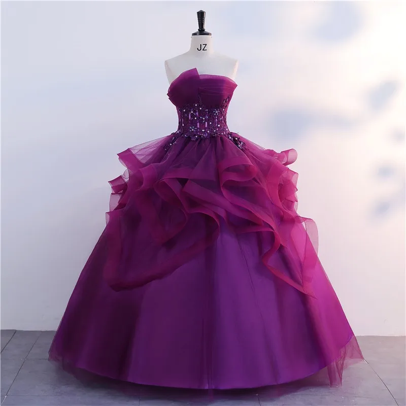 Purple Strapless Quinceanera Dresses Elegant Party Dress Formal Prom Ball Gown Plus Size For Girls Ashley Gloria