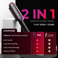 Lisseur de cheveux bouclés TYMO RING avec chauffage rapide en 20 secondes, 5 niveaux thermostatiques, peignes lisseurs chauffants, arrêt automatique après 30 minutes 6