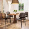 Dining Chairs Set of 4, Mid Century Modern Dining Room Kitchen Chairs, Upholstered PU Leather Vertical Stripe Chairs 1