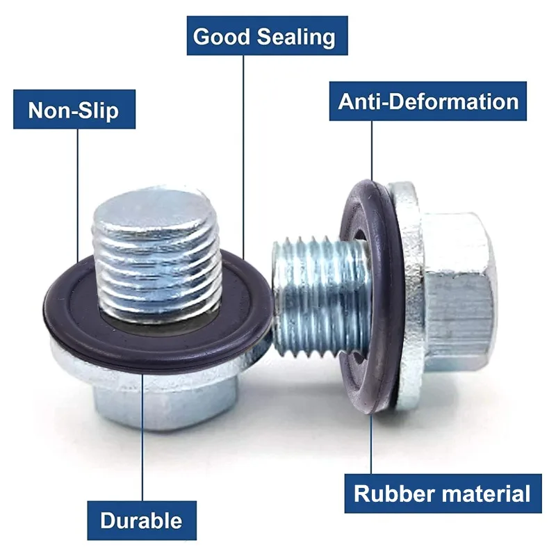 Oil Drain Plug Gasket 10-100PCS Universal Car Engine Oil Pan Oil Drain Screw Rubber Gasket M12 M14